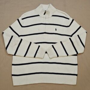 Polo Ralph Lauren Mens XL 1/4 Zip Knit Sweater Embroidered Logo Mock Collar